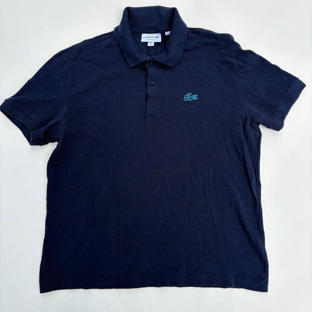 Lacoste Mens Classic Fit Short Sleeve Pique Polo Shirt Navy Blue FR 5 US L